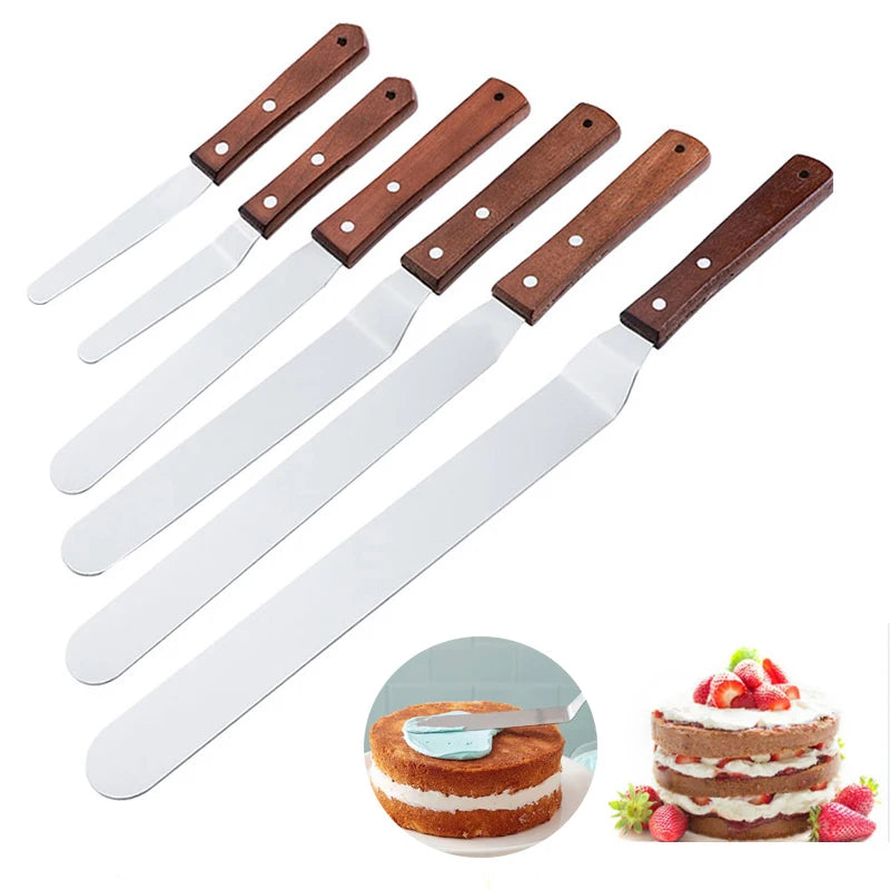 Stainless Steel Cake Icing Spatula with Wooden Handle
