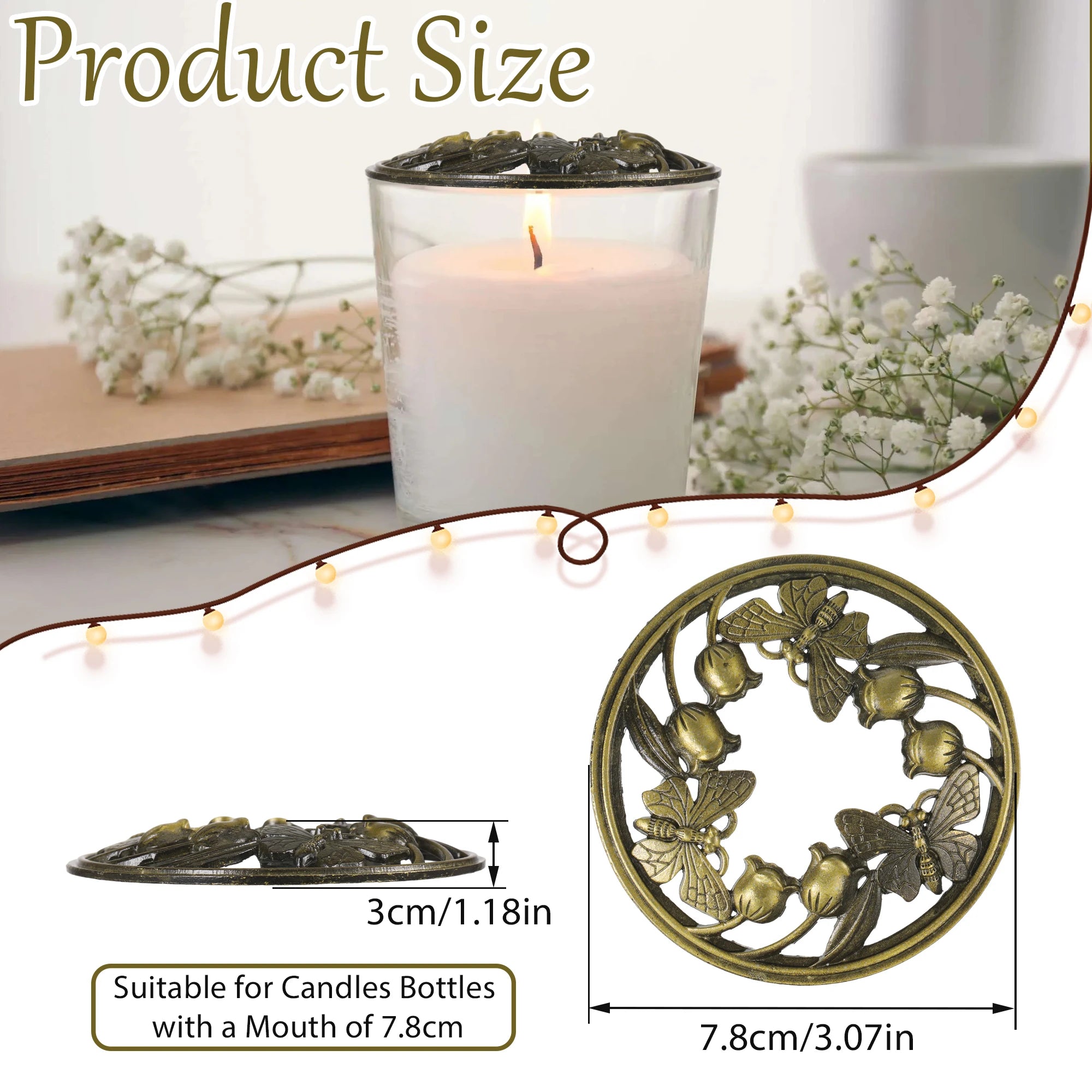 Butterfly Candle Topper Alloy Decorative Lid for Scented Candles