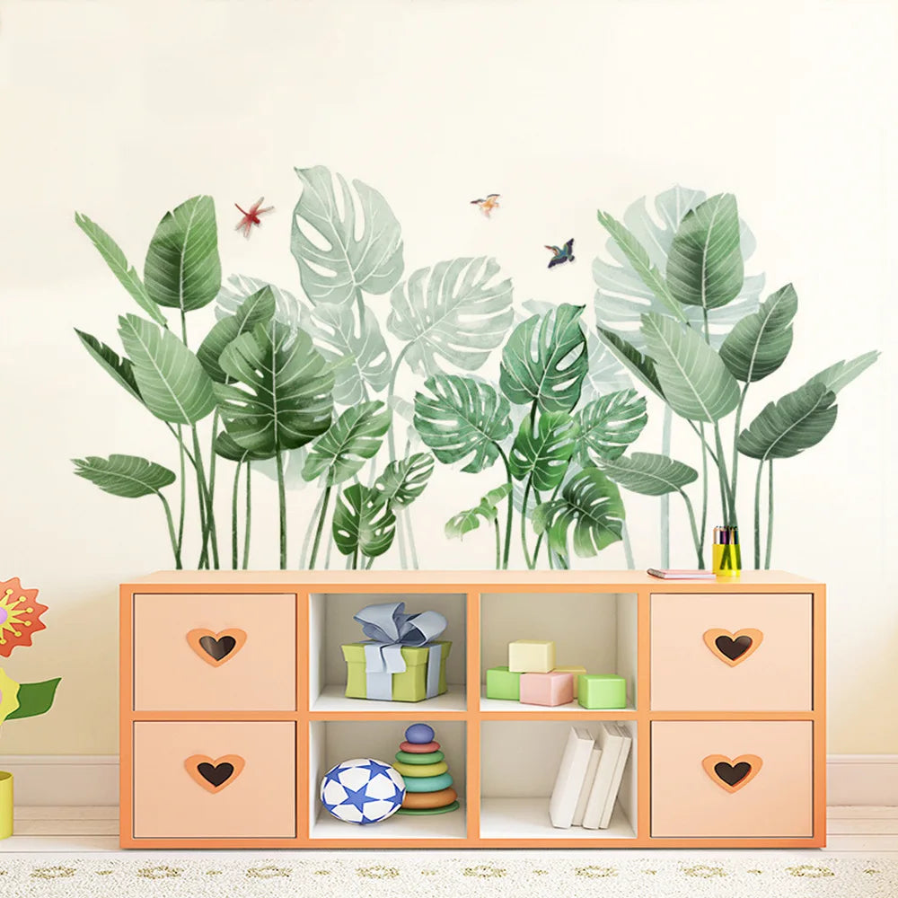 Tropical Plants Wall Decal Removable Vinyl Jungle Leaf Stickers for Home
