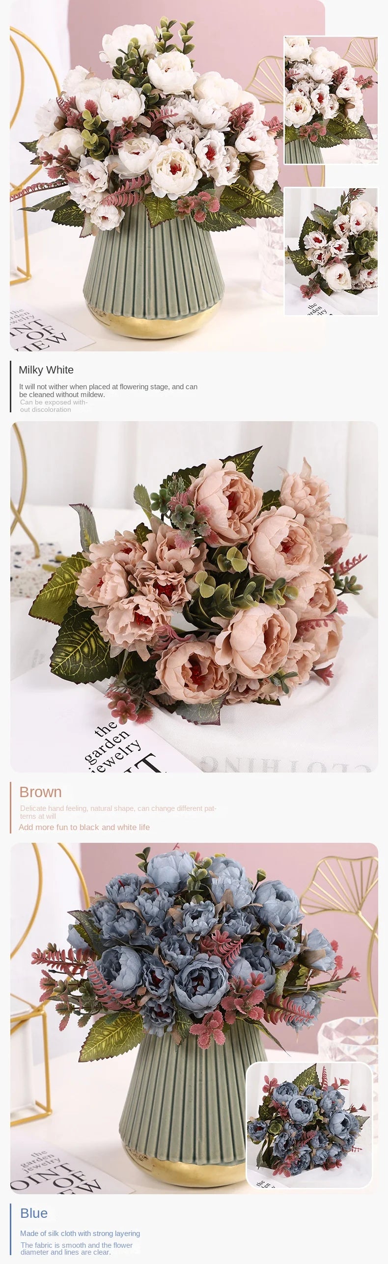 30cm Artificial Silk Peony Flower Indoor Home & Event Decoration