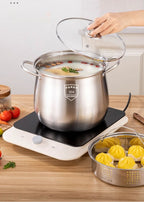 22cm Stainless Steel Stock Pot with Glass Cover – Soup & Kitchen Tool