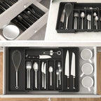 Adjustable Expandable Cutlery Tray – Plastic Drawer Organizer for Spoons, Forks & Knives