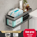 Drill-Free Wall-Mounted Aluminum Toilet Paper Holder Bathroom & Kitchen Tissue Rack