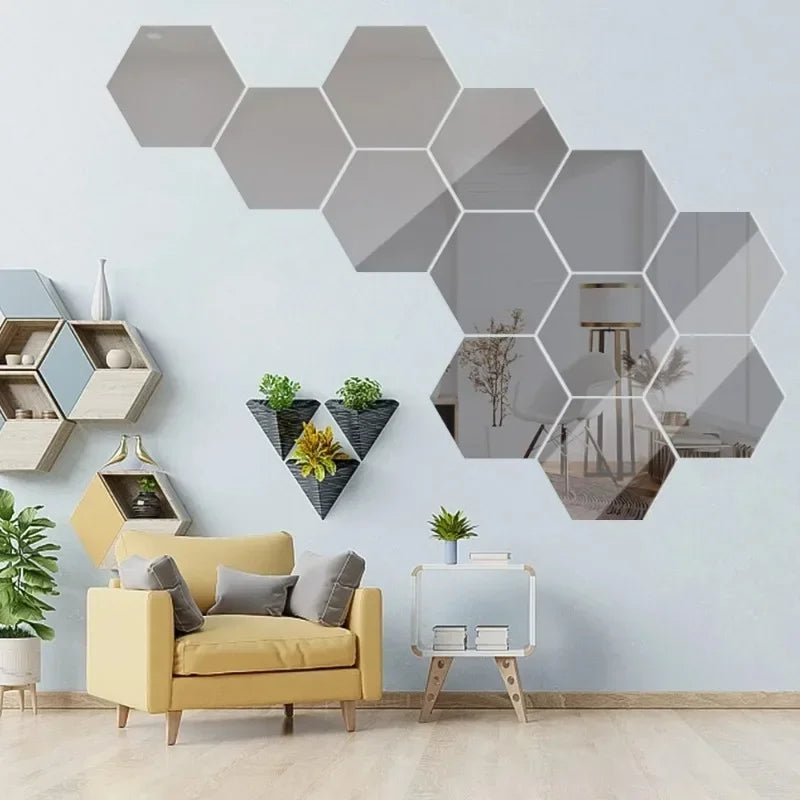 Elegant Hexagon Acrylic Mirror Wall Stickers for Stylish Home Decor