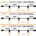 G40 Amber Glass String Lights 220V Waterproof Wedding Decor