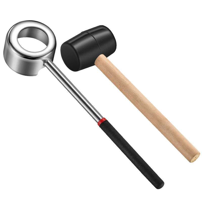 Coconut Opener Tool Set – Stainless Steel Coconut Cutter & Rubber Hammer, Safe & Easy to Use