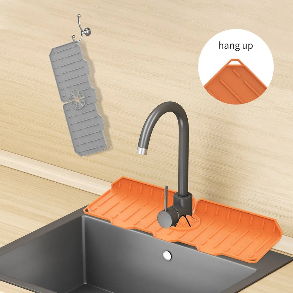 Silicone Kitchen Faucet Mat – Foldable Sink Drainer & Splash Protector