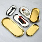 Oval Stainless Steel Dining & Dessert Plate – Gold & Silver Snack Tray