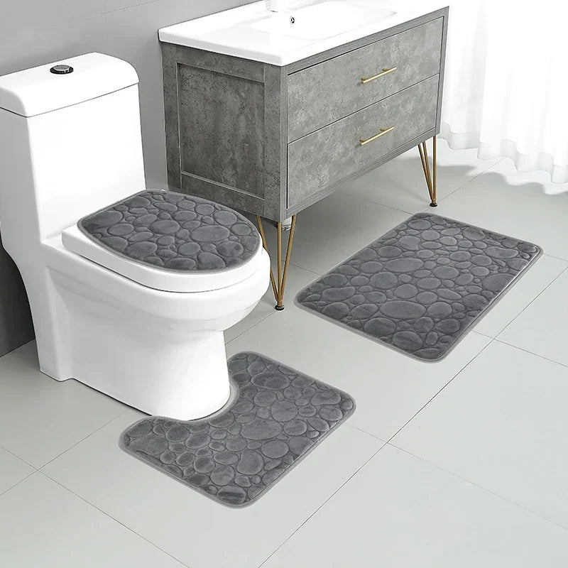 3-Piece Microfiber Bathroom Mat Set Non-Slip Absorbent Floor Rugs Soft and Comfortable