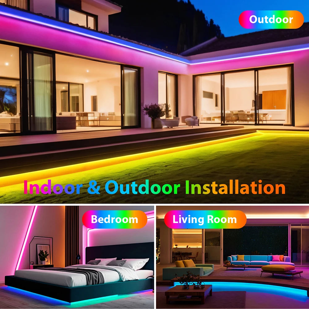RGB LED Strip Light 108 LEDs/m 5V IP67 Waterproof Flexible Neon Lights
