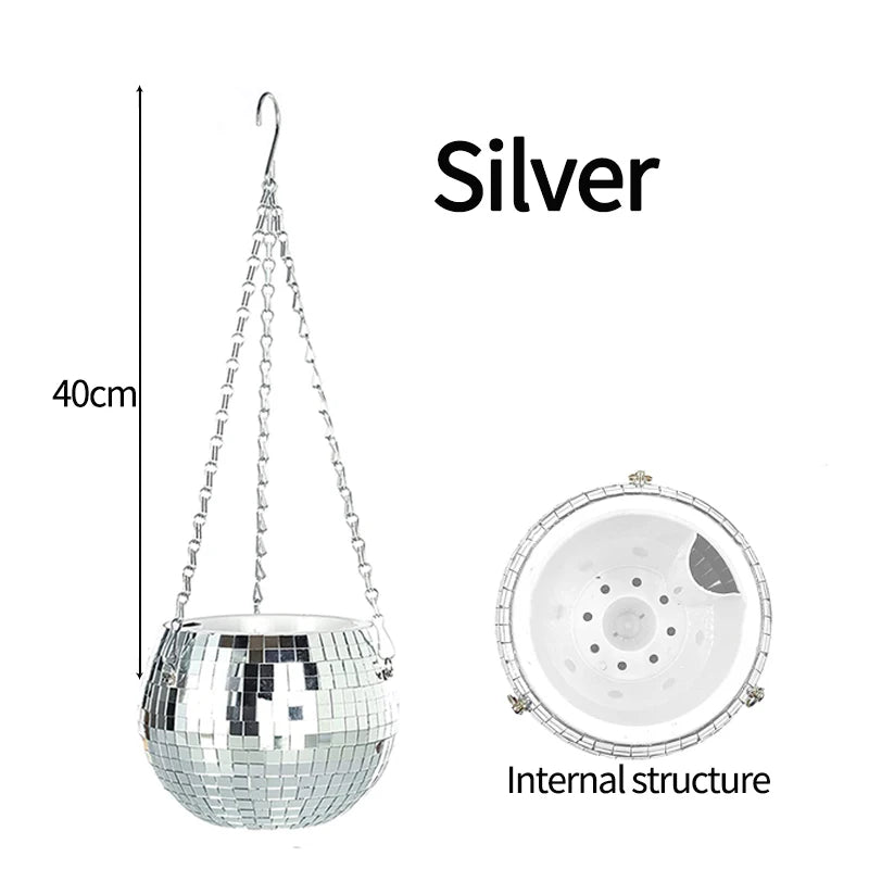Disco Ball Self-Watering Hanging Planter Pot