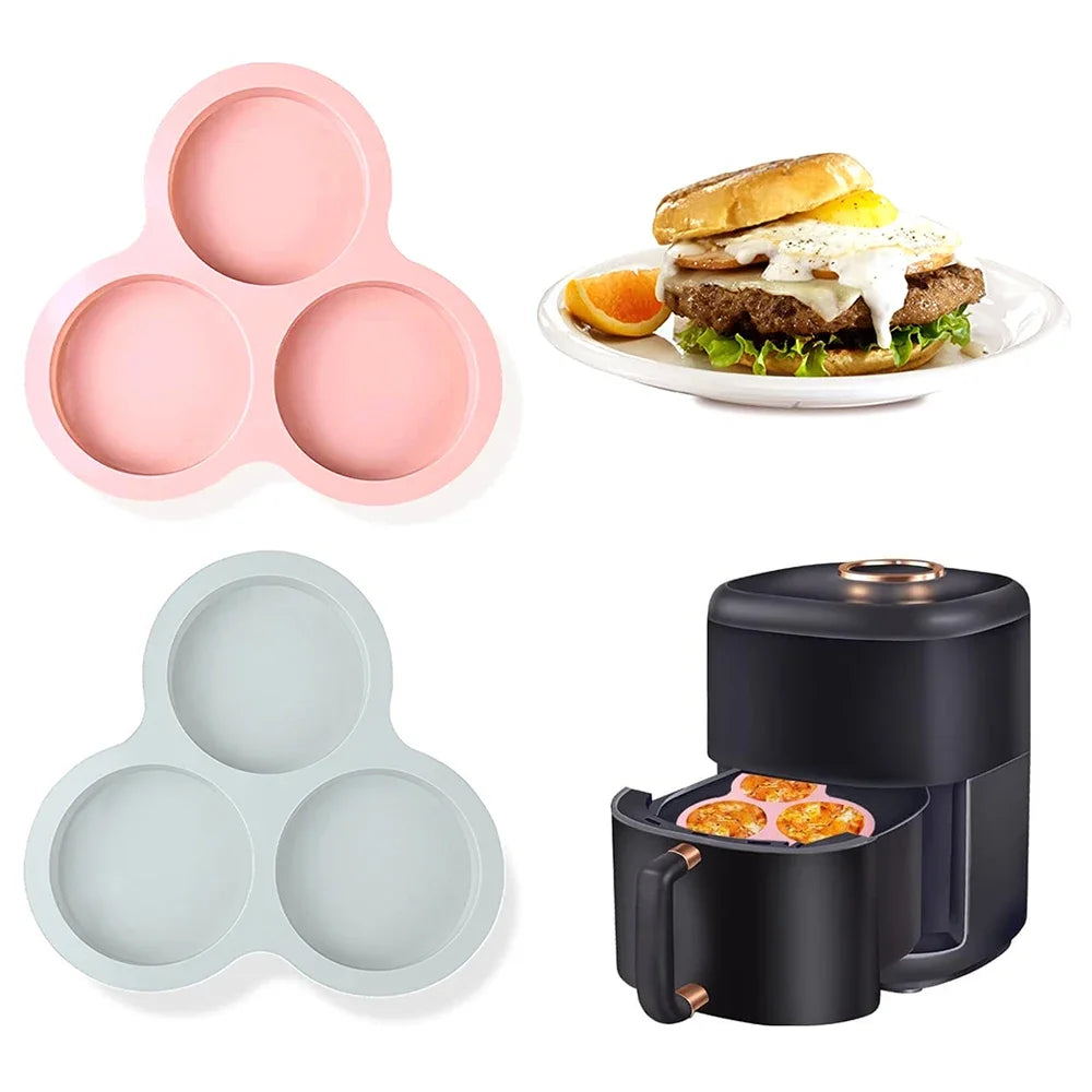 3-Hole Silicone Muffin & Egg Mold – Heat Resistant Bakeware
