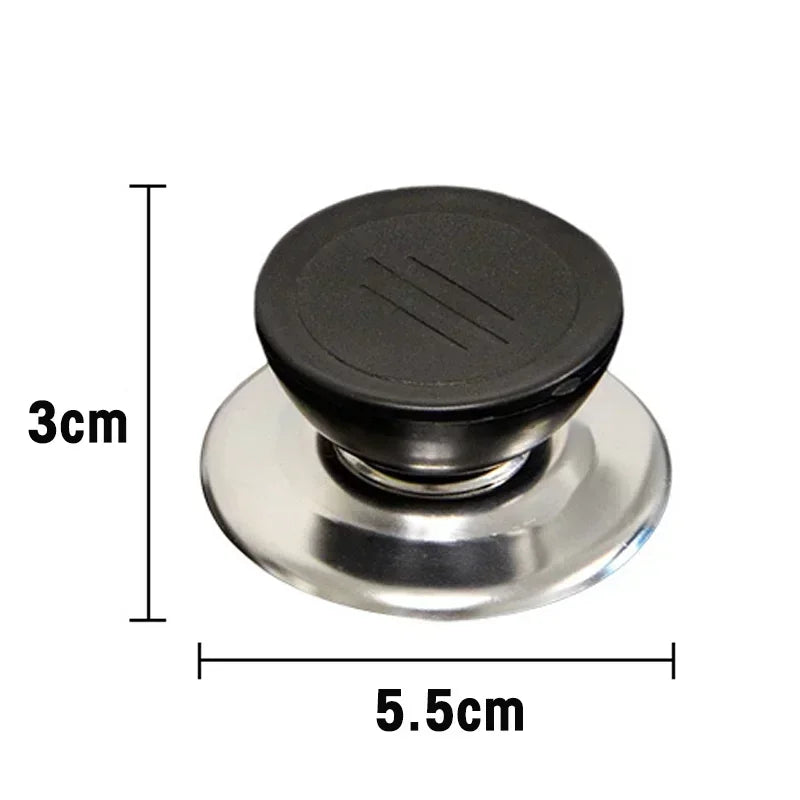 Universal Pot Lid Handle Knobs – Black & Silver, 5.5×3 cm