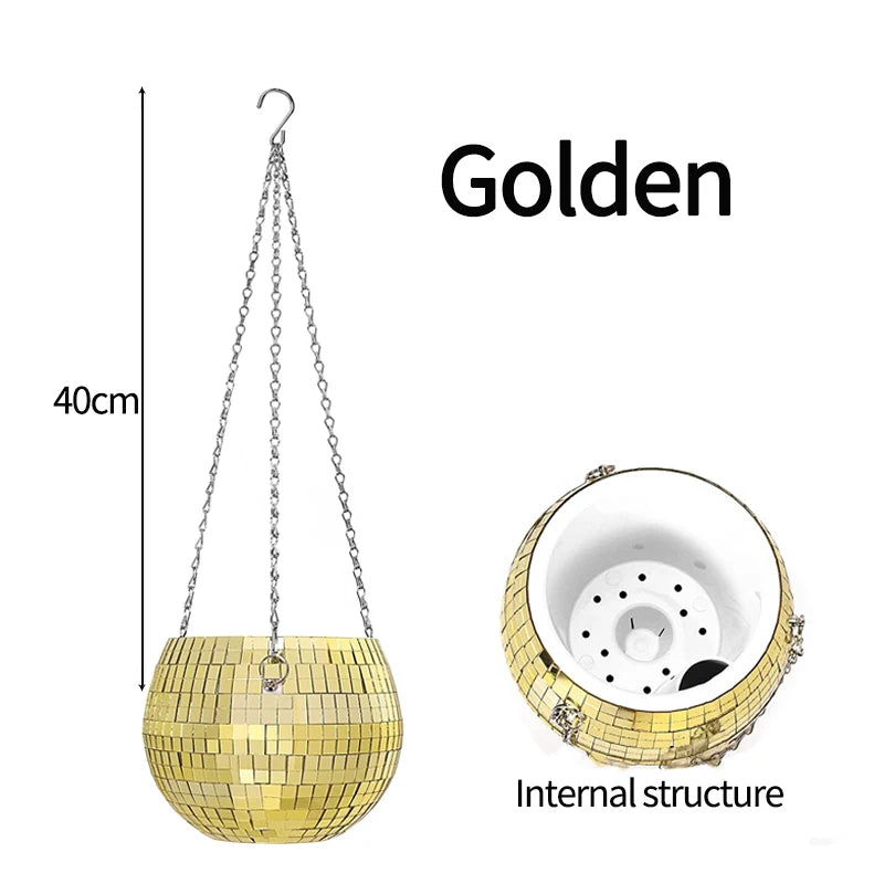 Disco Ball Self-Watering Hanging Planter Pot