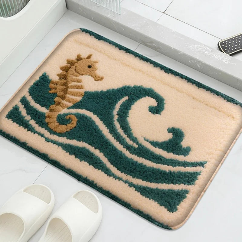 Cartoon Animal Bathroom Mat – Soft, Absorbent, Non-Slip Shower & Toilet Floor Rug for Kids