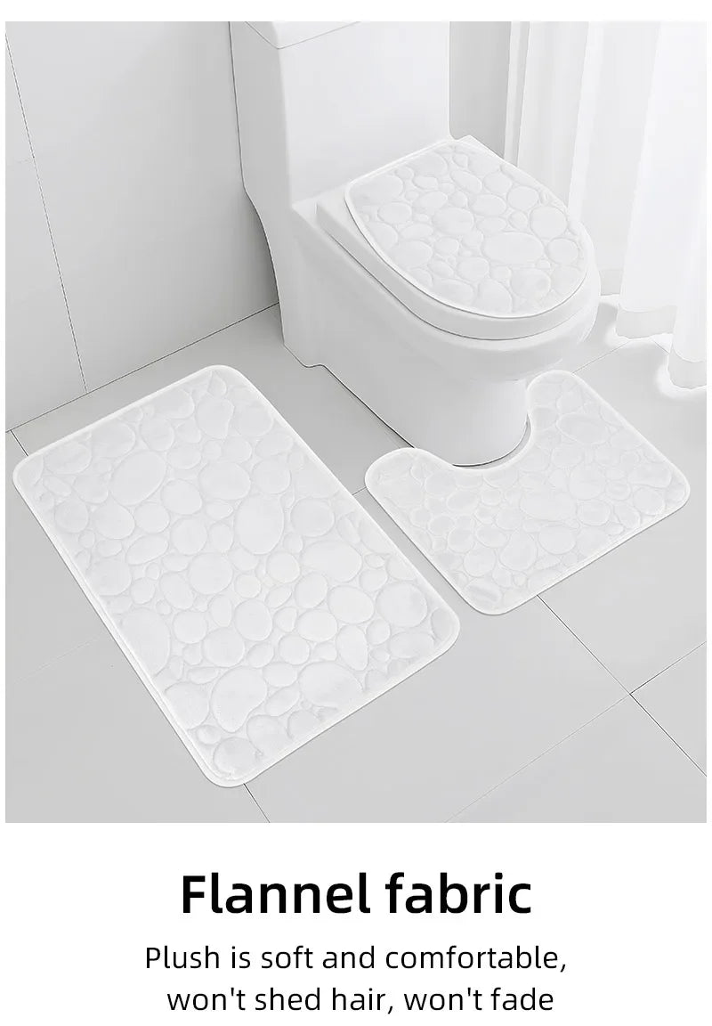 3-Piece Microfiber Bathroom Mat Set Non-Slip Absorbent Floor Rugs Soft and Comfortable