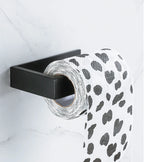 Black Self-Adhesive Toilet Paper Holder Stainless Steel Wall Mount Tissue Roll Rack
