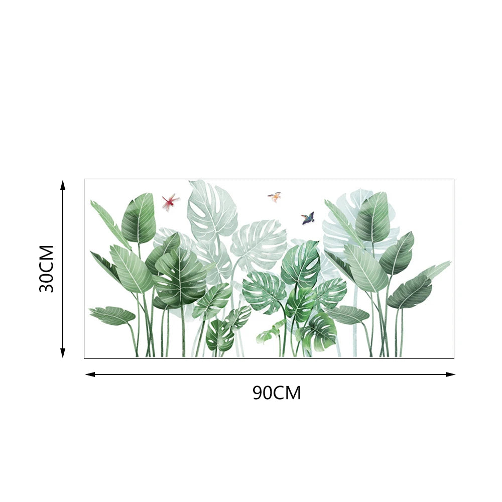 Tropical Plants Wall Decal Removable Vinyl Jungle Leaf Stickers for Home