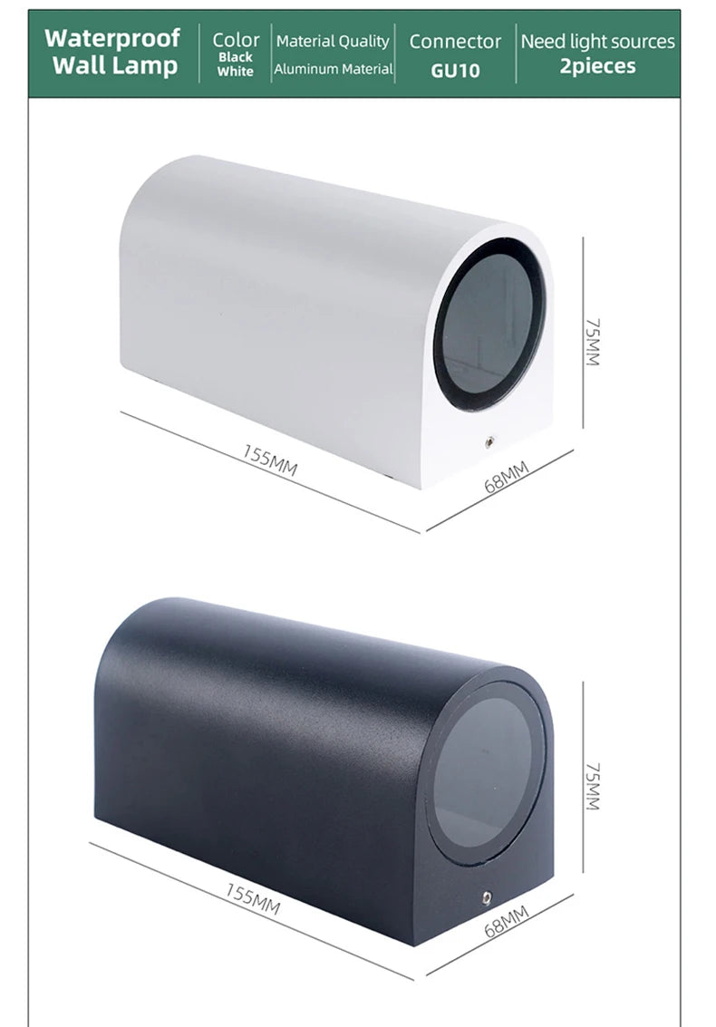 Modern Outdoor Wall Lamp GU10 IP65 Waterproof Aluminum