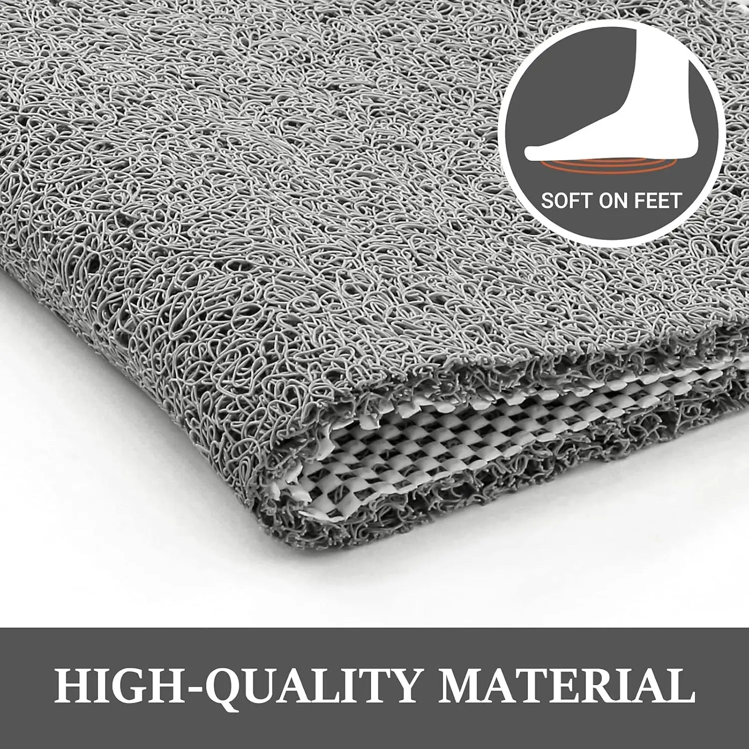 Non-Slip Shower & Bathtub Mat 24x16 Inch PVC Loofah Quick Drying Bath Mat with Drain