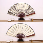 Silk & Bamboo Folding Fan Retro Decorative Handheld Fan 27x48cm