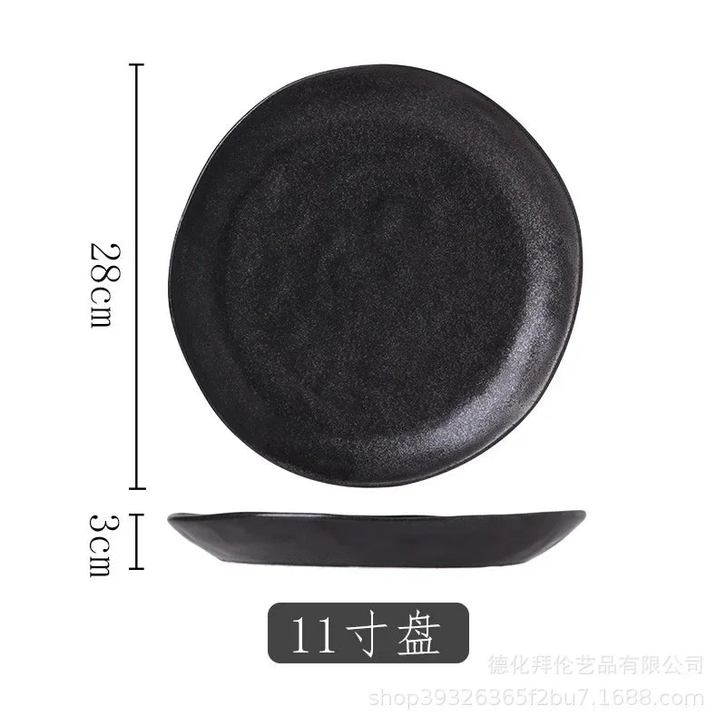 Japanese Irregular Ceramic Plate – Solid Color Dinnerware for Home Use