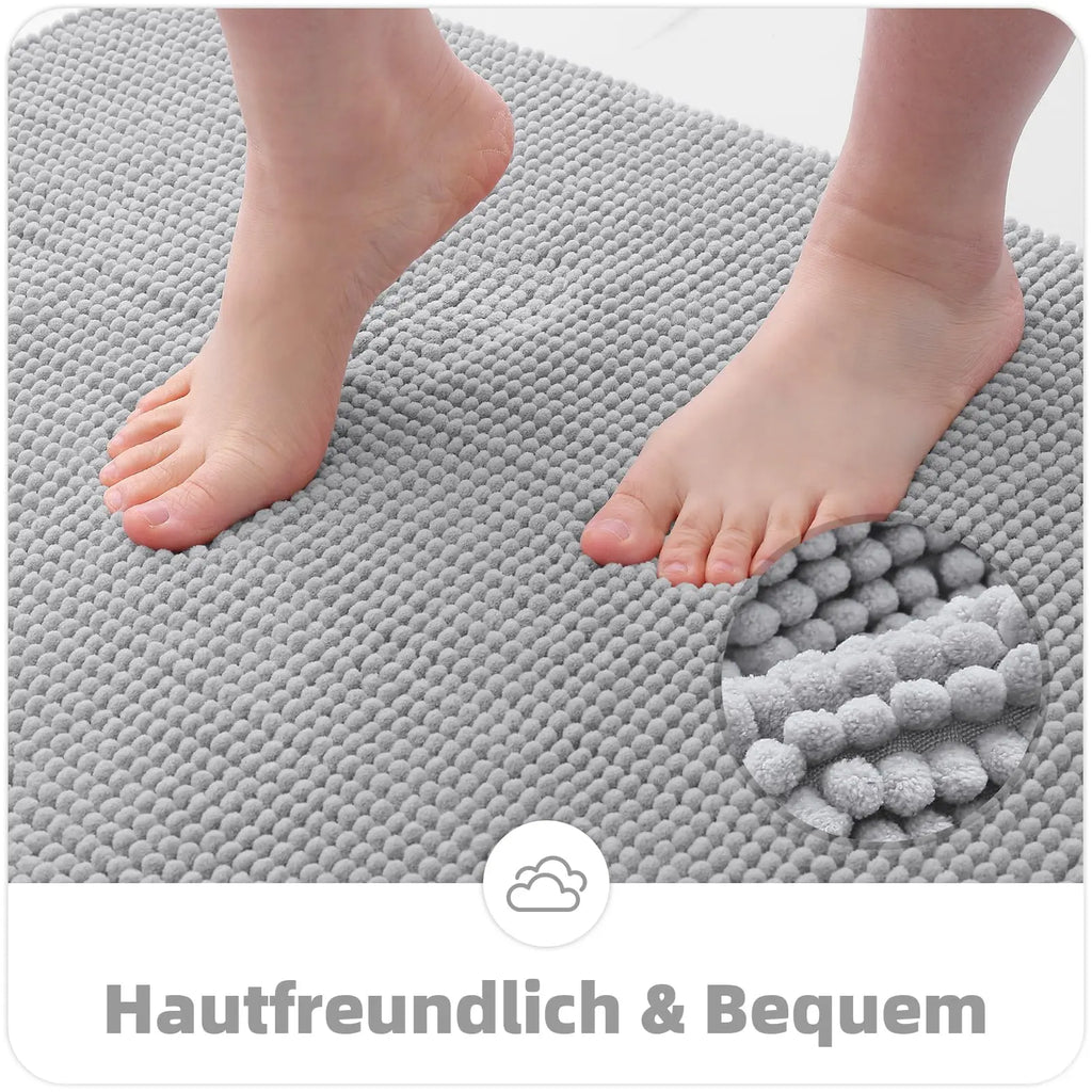 Homaxy Chenille Bathroom Mat – Non-Slip Dirt & Water Absorbent Microfiber Rug