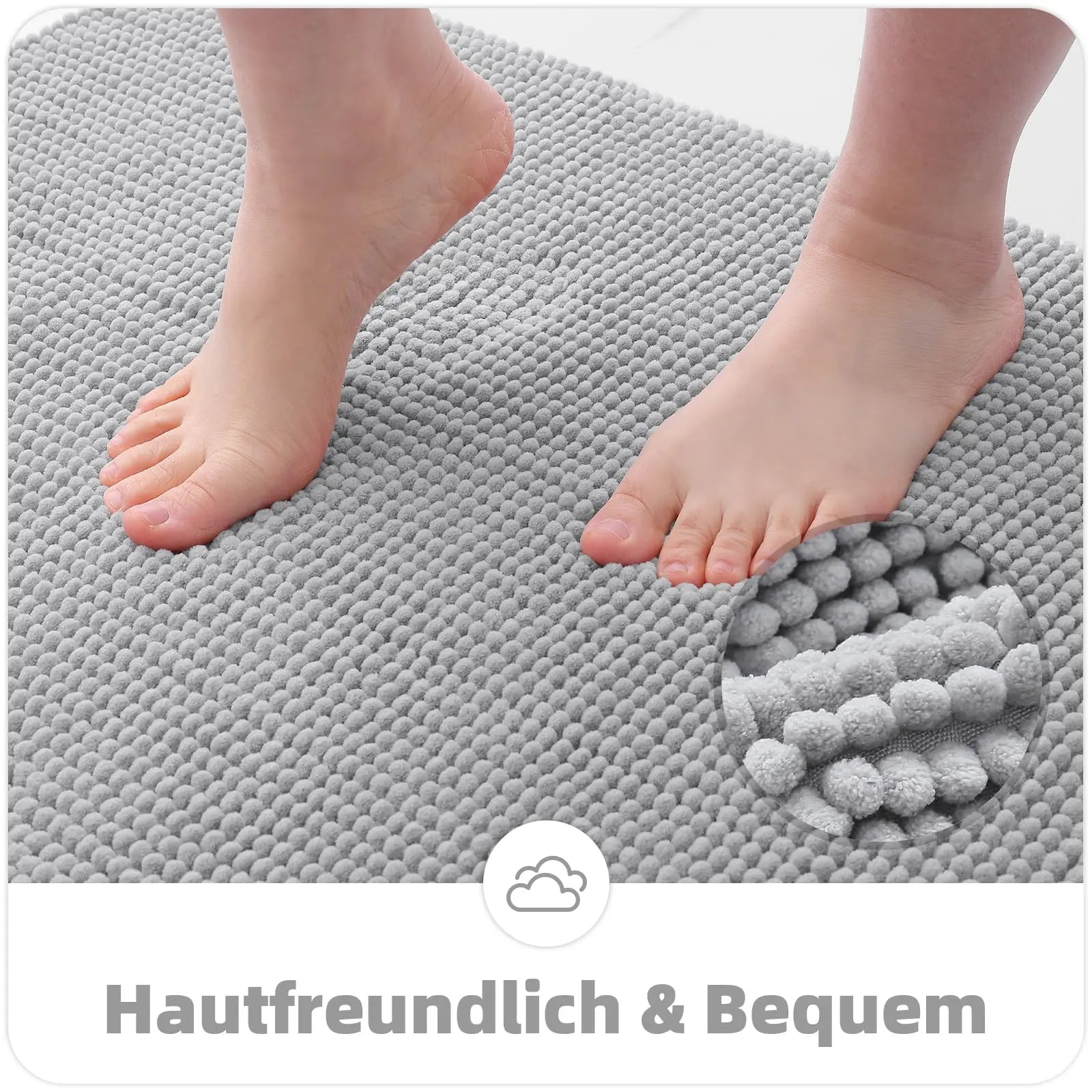Homaxy Chenille Bathroom Mat – Non-Slip Dirt & Water Absorbent Microfiber Rug
