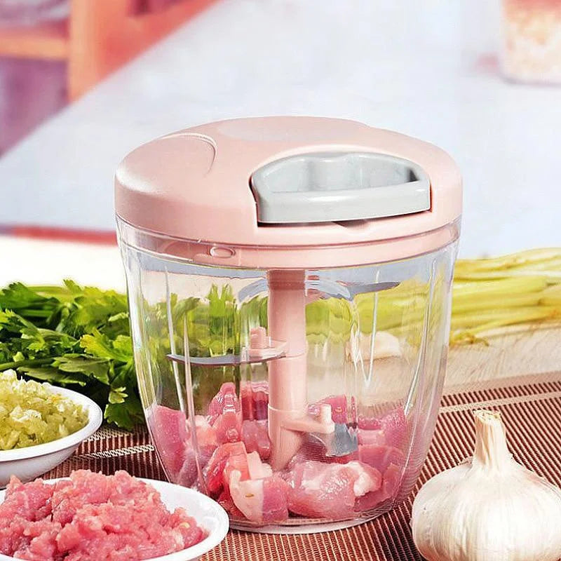 Manual Garlic Press & Vegetable Chopper – Stainless Steel & Plastic