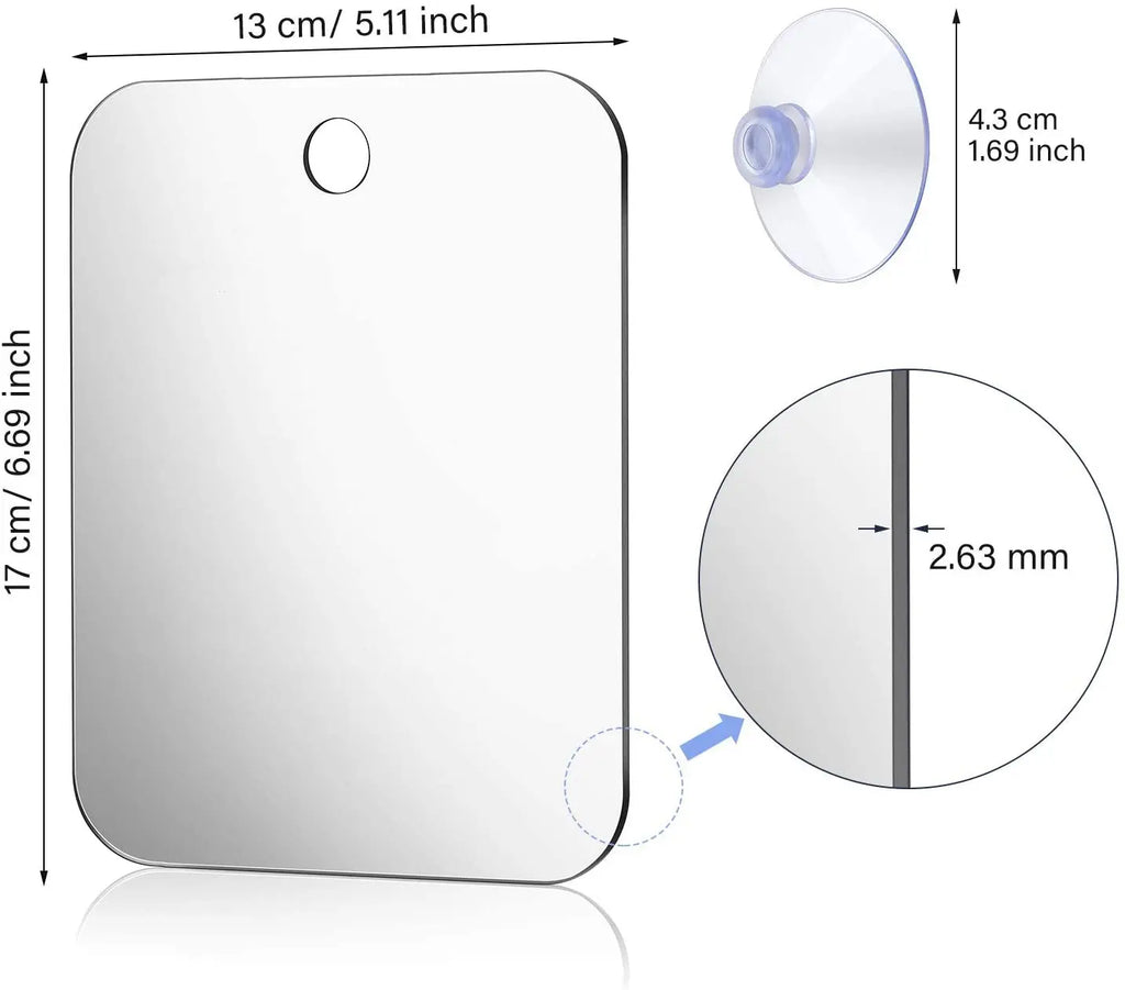 Acrylic Shower Mirror for Shaving & Makeup – Portable Bathroom Travel Mirror