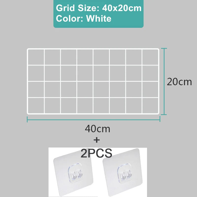 Metal Wall-Mounted Grid Shelf Organizer DIY Photo & Storage Rack