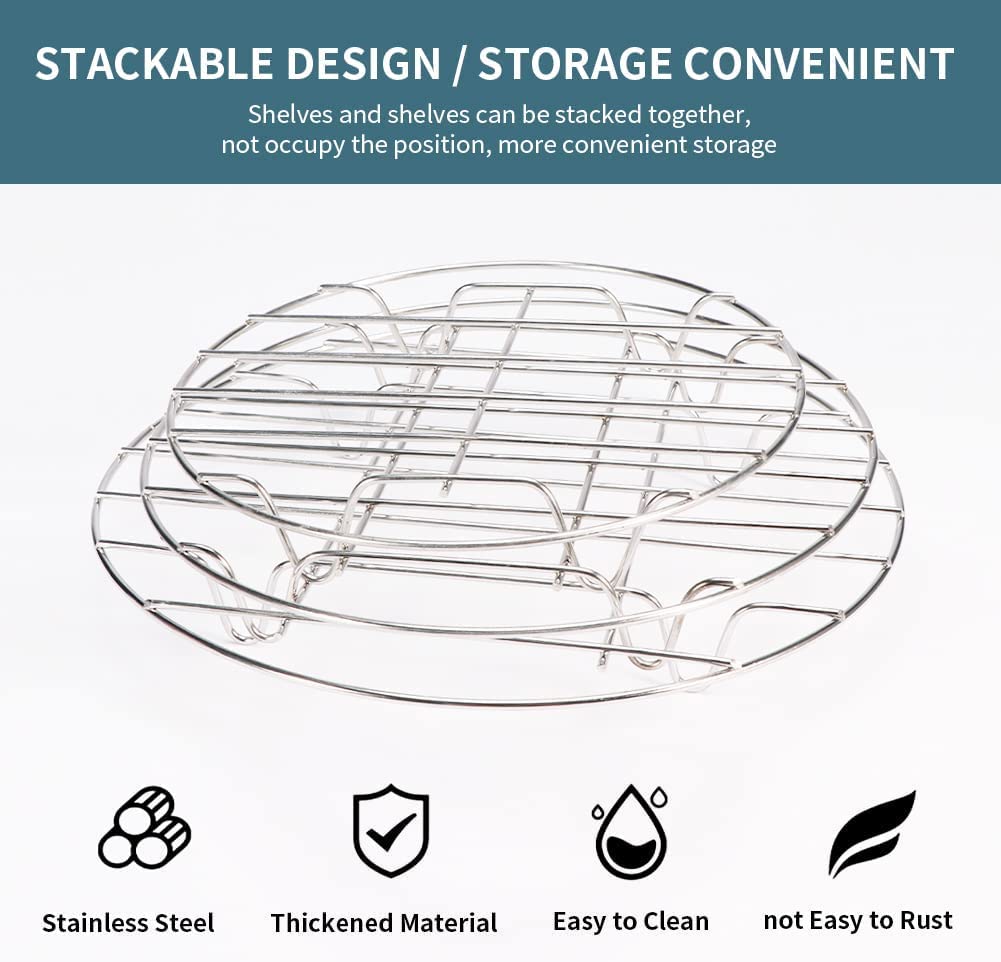 Eco-Friendly Stainless Steel Round Cooling & Steaming Rack – 6/7/8 Inch