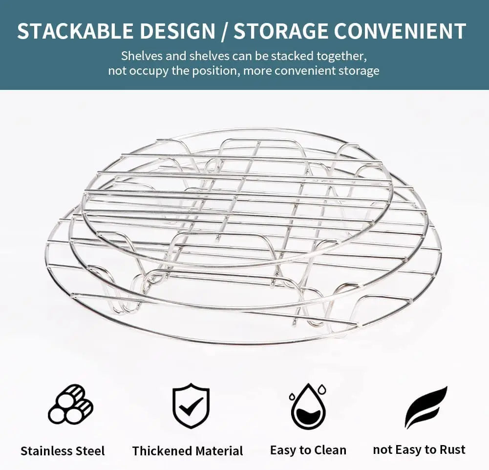 Eco-Friendly Stainless Steel Round Cooling & Steaming Rack – 6/7/8 Inch