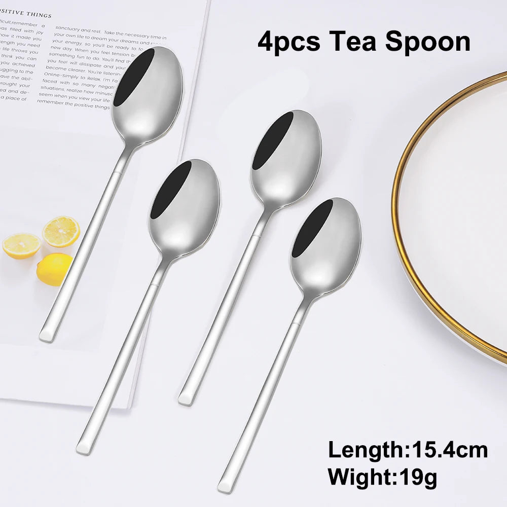 4/6 Piece Stainless Steel Flatware Set – Elegant Silver Dinner Cutlery
