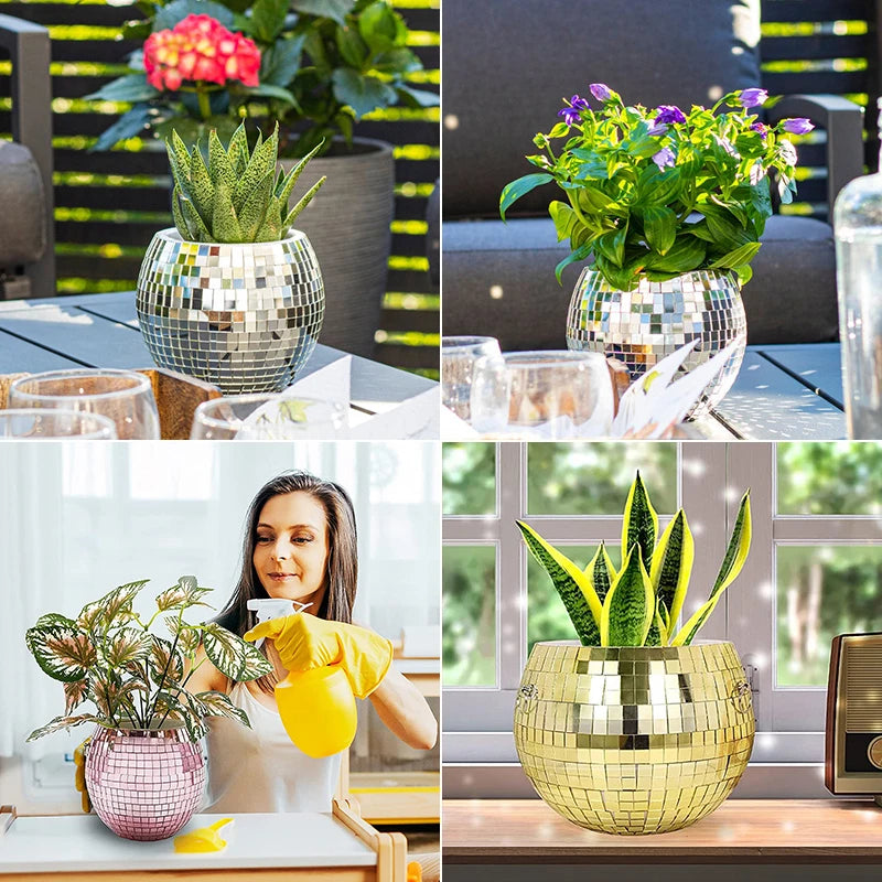 Disco Ball Self-Watering Hanging Planter Pot