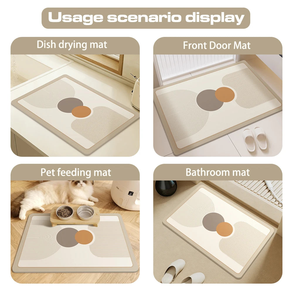 Absorbent Non-slip Bath Rug Quick Dry PVC Bathroom Rugs Fit Under Door-Bath Mats Floor Mat