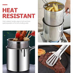Deep Frying Pot with Strainer Basket & Tongs – Stainless Steel Tempura Frying Pot