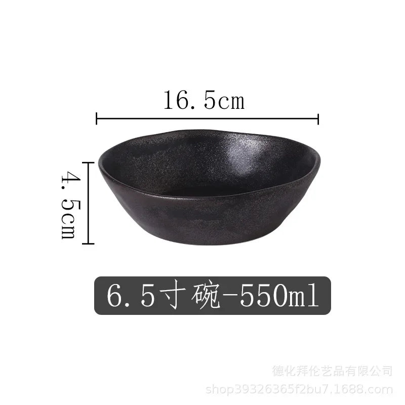 Japanese Irregular Ceramic Plate – Solid Color Dinnerware for Home Use