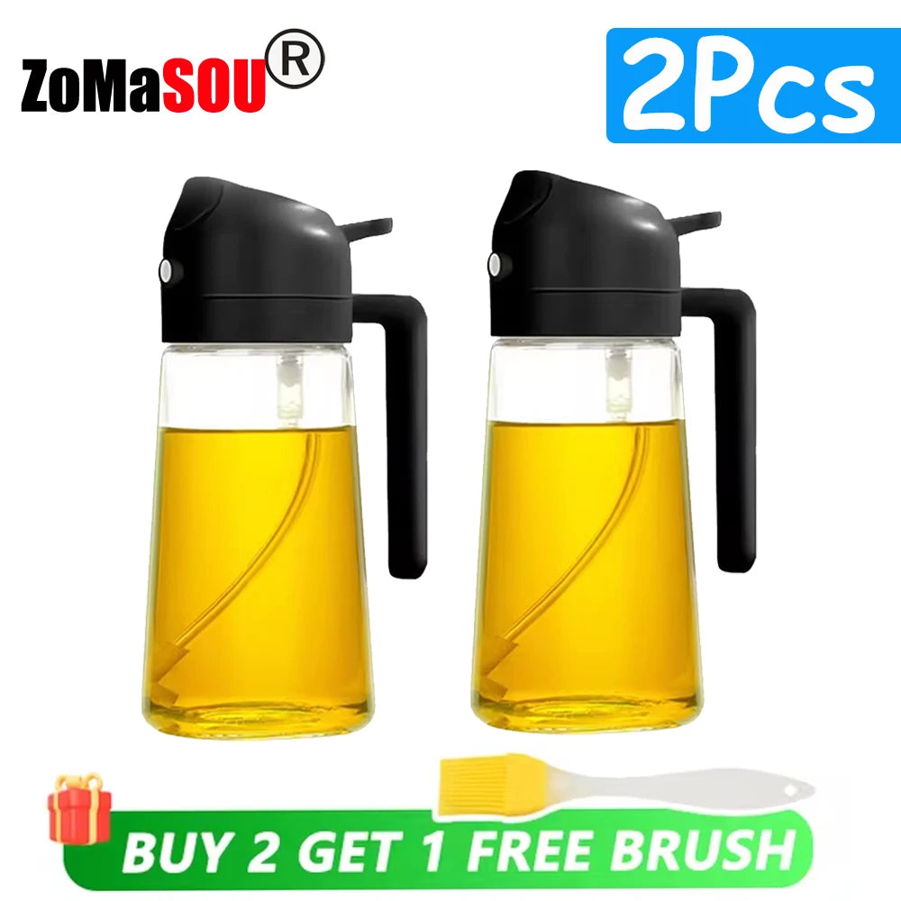 2-in-1 Oil Sprayer & Pourer – Refillable Kitchen Oil Dispenser Bottle