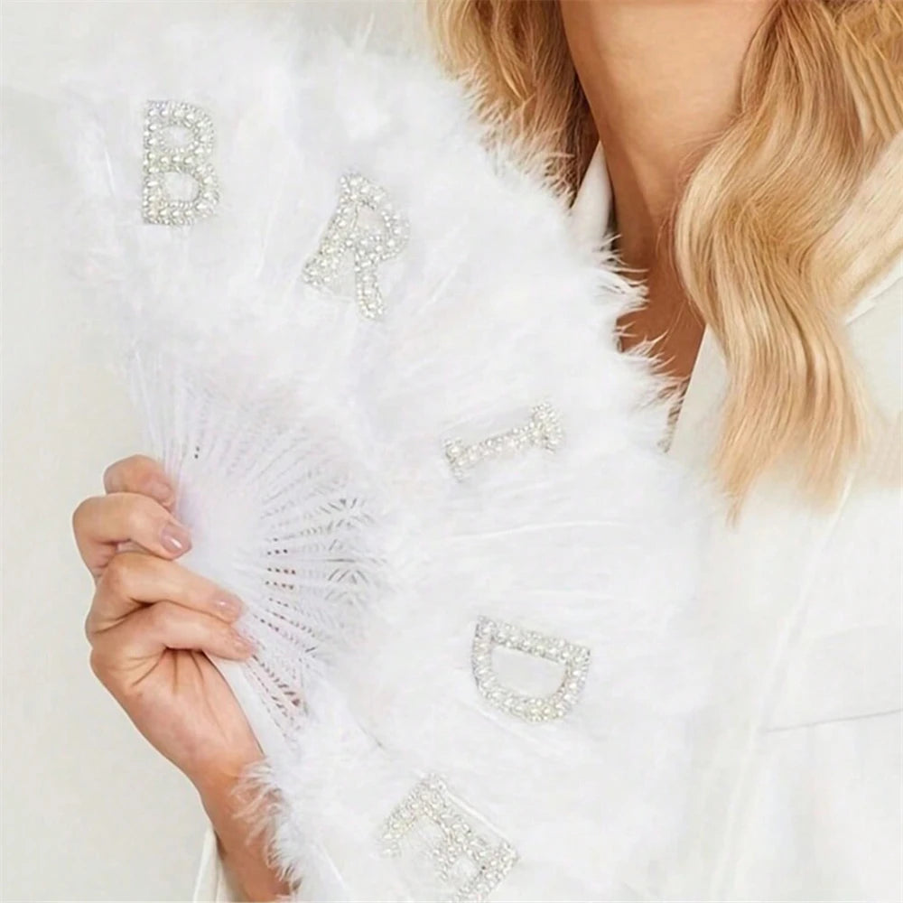 Elegant Bridal Feather Fan Wedding Party Accessory Decorative Fan