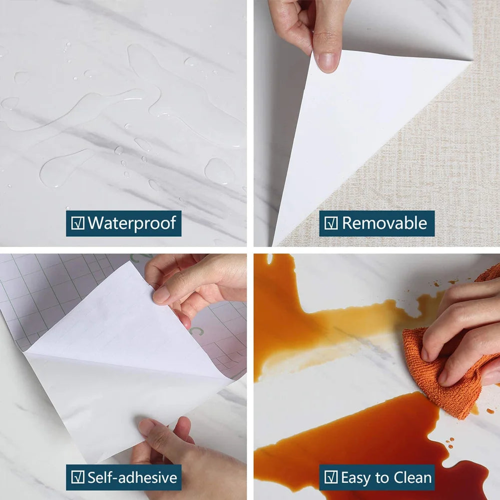 Peel-and-Stick Marble PVC Wallpaper for Kitchen, Counters, and Tables