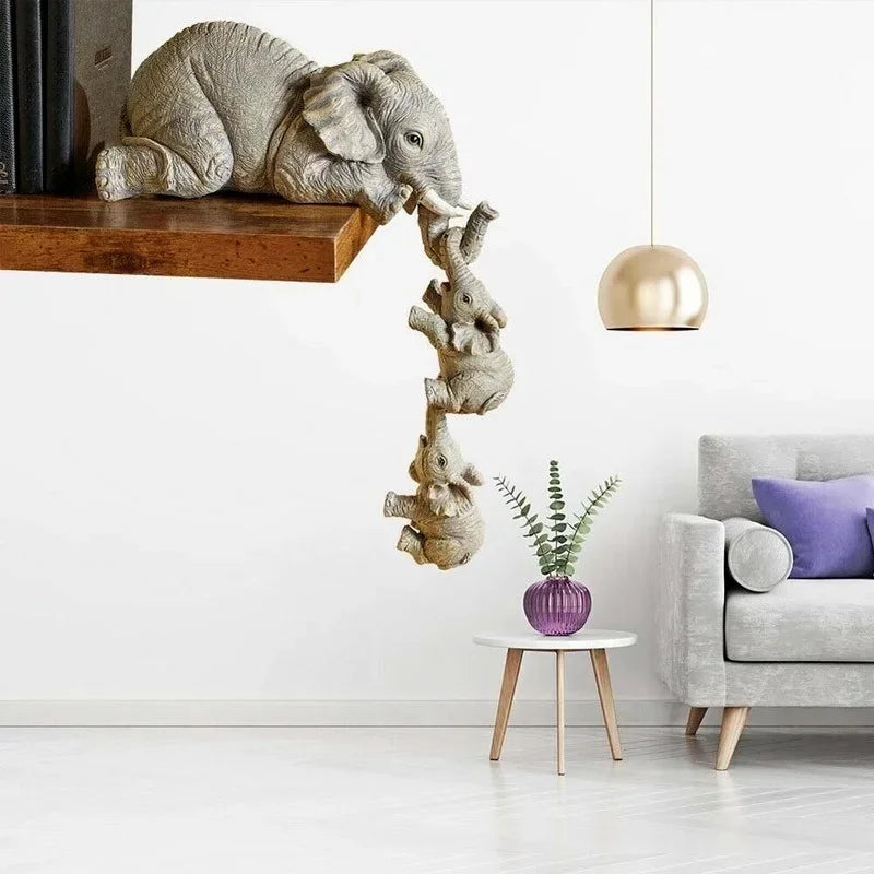 3pcs Cute Elephant Figurines Resin Animal Home Décor Gift Set