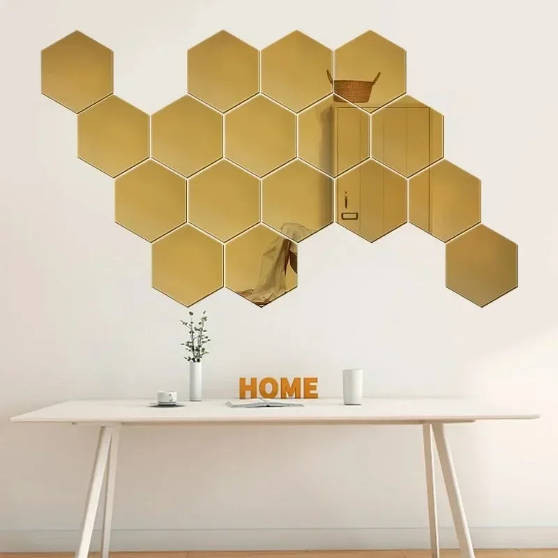 Elegant Hexagon Acrylic Mirror Wall Stickers for Stylish Home Decor