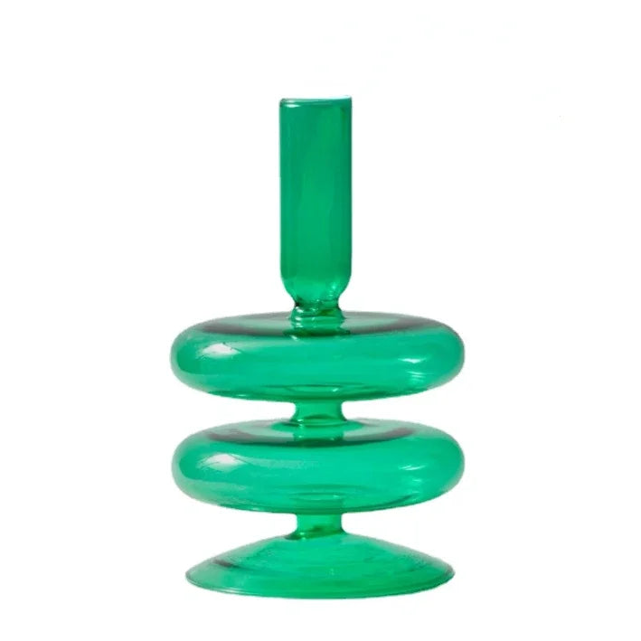 Handmade Nordic Glass Candlestick – Retro Candle Holder & Vase