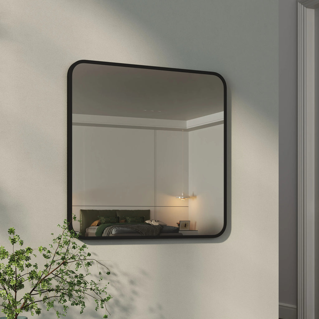 Modern Square Wall Mirror with Aluminum Alloy Frame Bathroom Decoration
