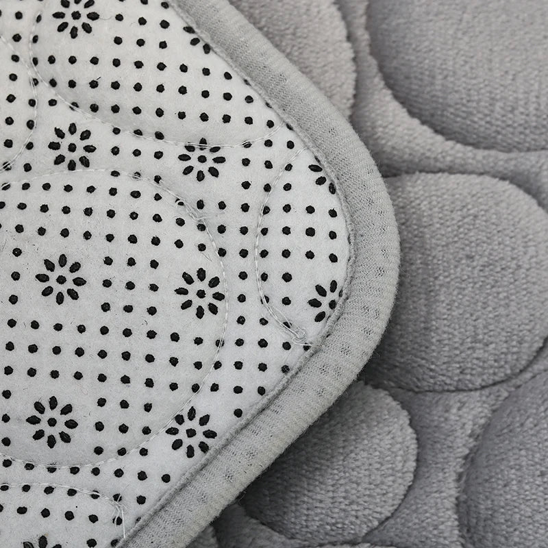 Embroidered Pebble Coral Velvet Bathroom Mat Set U-Shaped Absorbent Foot Rug Two-Piece