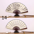 Silk & Bamboo Folding Fan Retro Decorative Handheld Fan 27x48cm