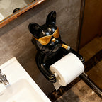 French Bulldog Toilet Paper Holder Wall-Mounted Resin Bathroom Roll Rack