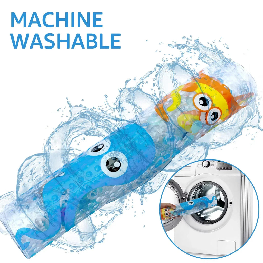 Cartoon Non-Slip PVC Bath Mat with Suction Cups 38x69cm Kid’s Shower Bathtub Rug