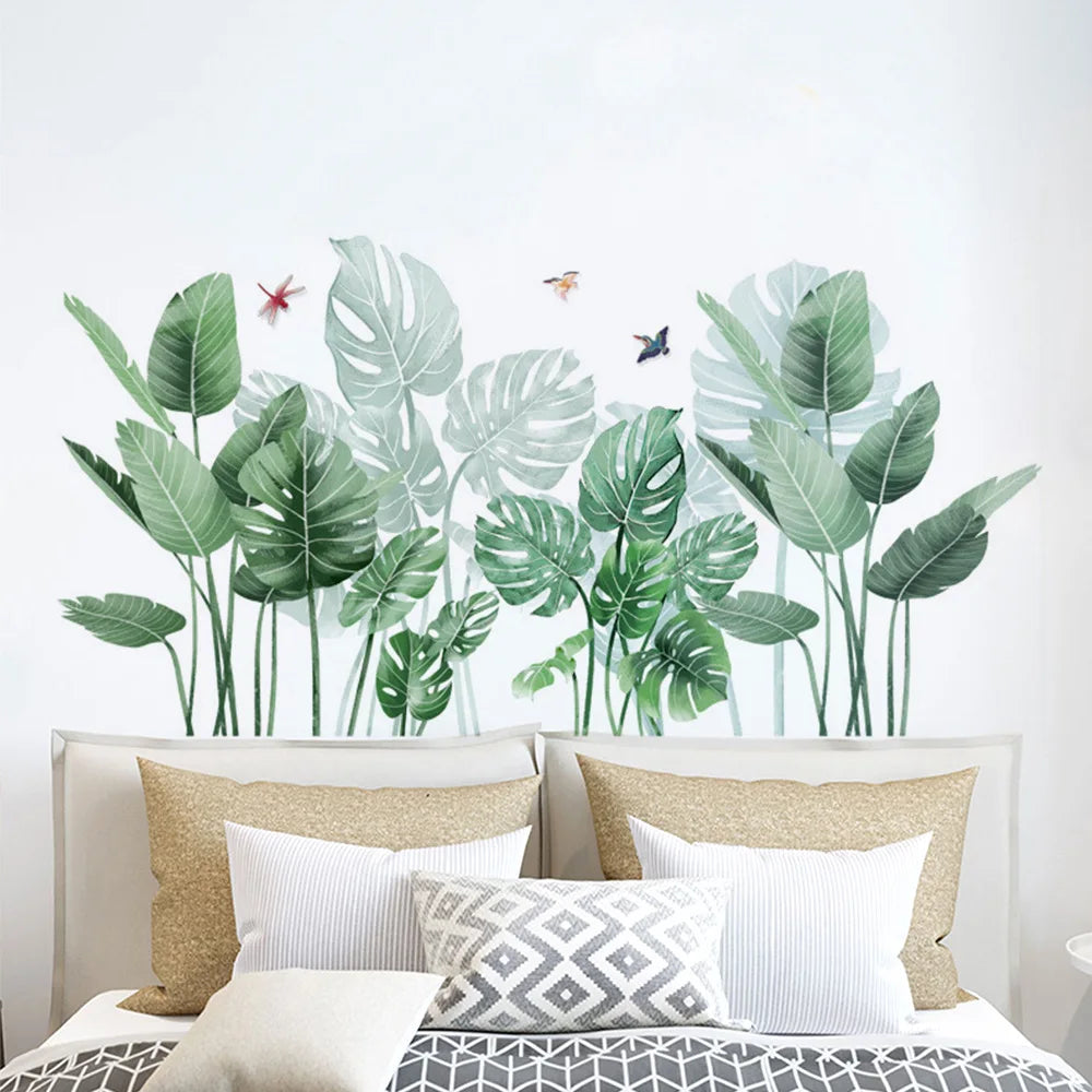 Tropical Plants Wall Decal Removable Vinyl Jungle Leaf Stickers for Home